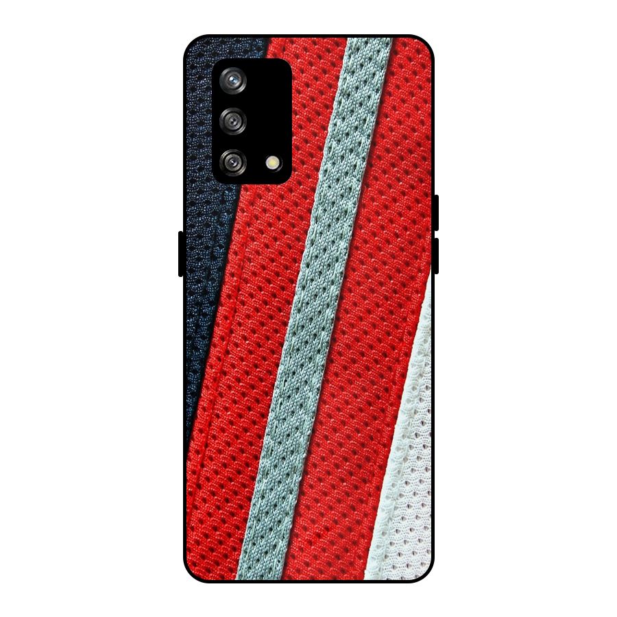 Black Red Grey Stripes Metal Back Case for Oppo F19