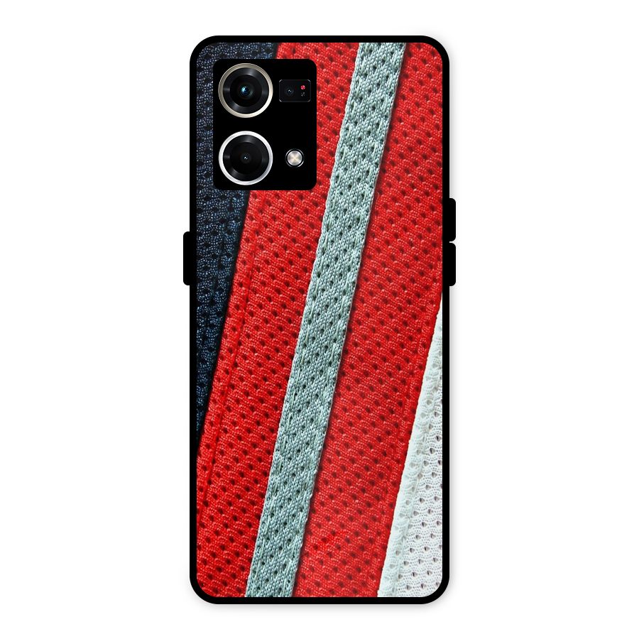 Black Red Grey Stripes Metal Back Case for Oppo F21s Pro 4G