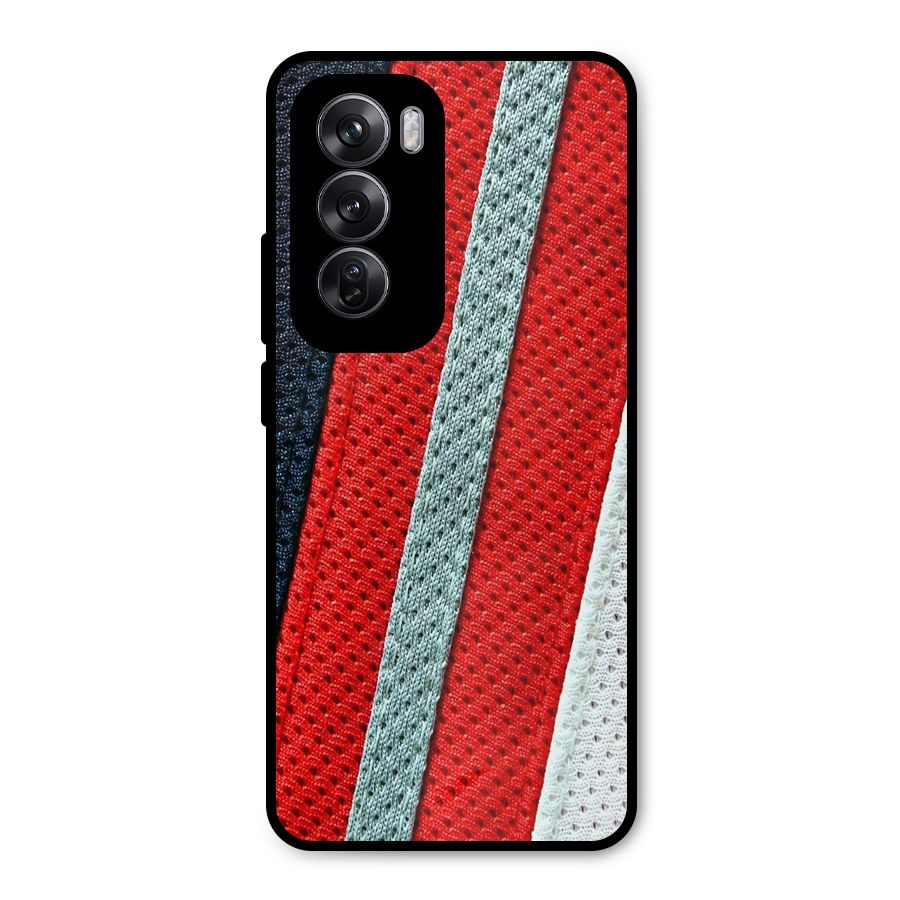 Black Red Grey Stripes Metal Back Case for Oppo Reno12 Pro