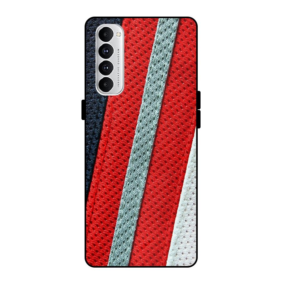 Black Red Grey Stripes Metal Back Case for Oppo Reno4 Pro