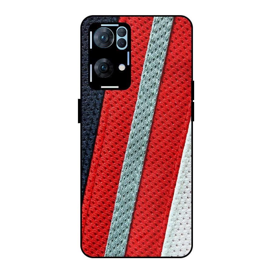 Black Red Grey Stripes Metal Back Case for Oppo Reno7 Pro 5G