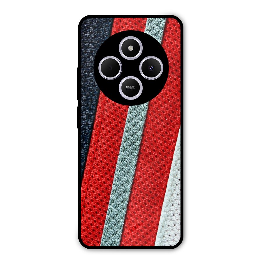 Black Red Grey Stripes Metal Back Case for Poco C75 5G