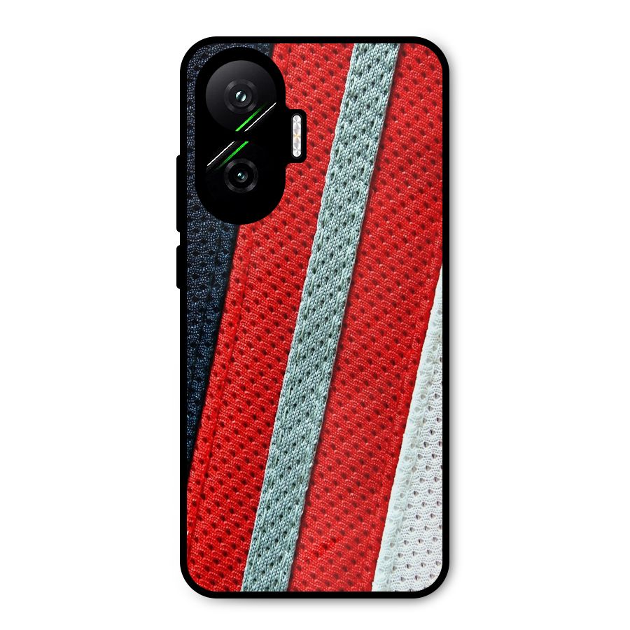 Black Red Grey Stripes Metal Back Case for Poco F7