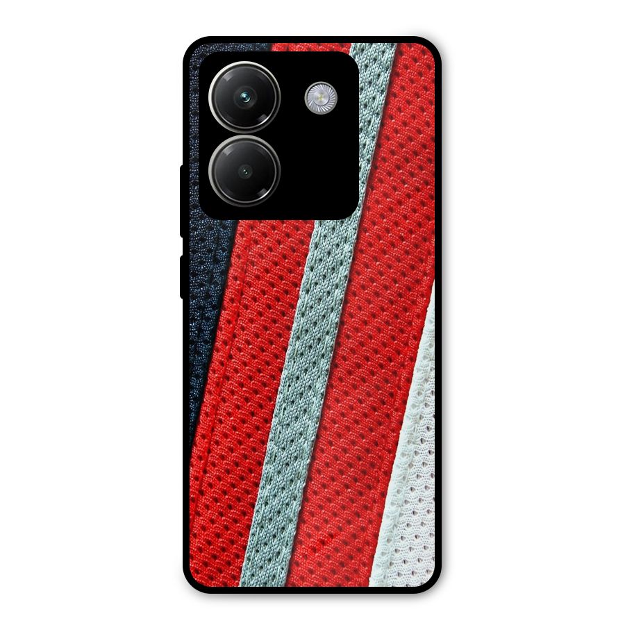 Black Red Grey Stripes Metal Back Case for Poco M7 Pro 5G