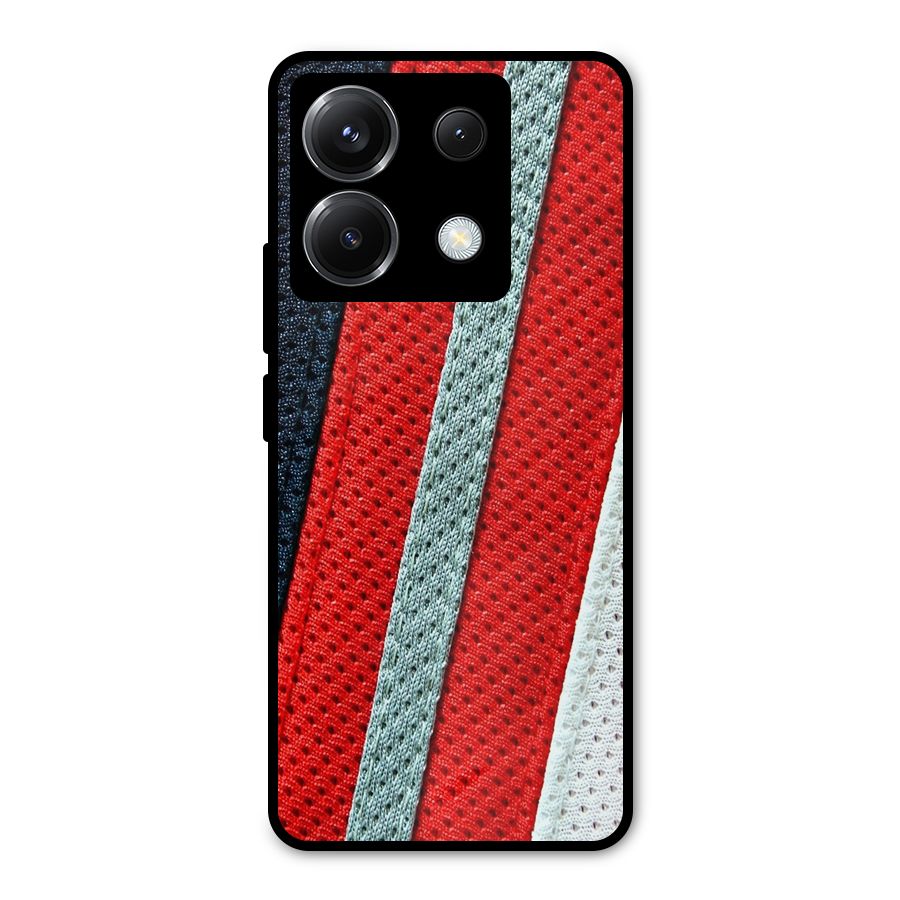 Black Red Grey Stripes Metal Back Case for Poco X6