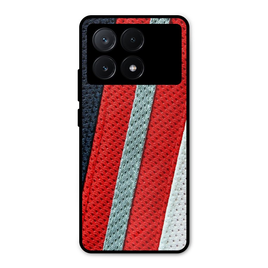 Black Red Grey Stripes Metal Back Case for Poco X6 Pro