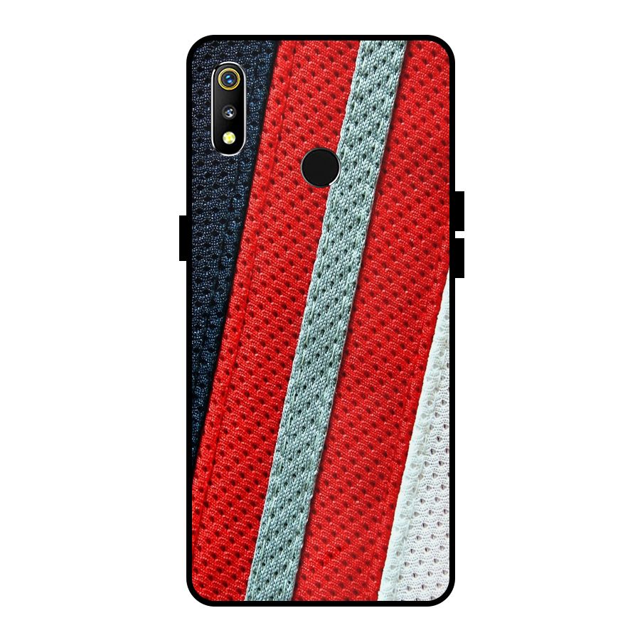 Black Red Grey Stripes Metal Back Case for Realme 3i