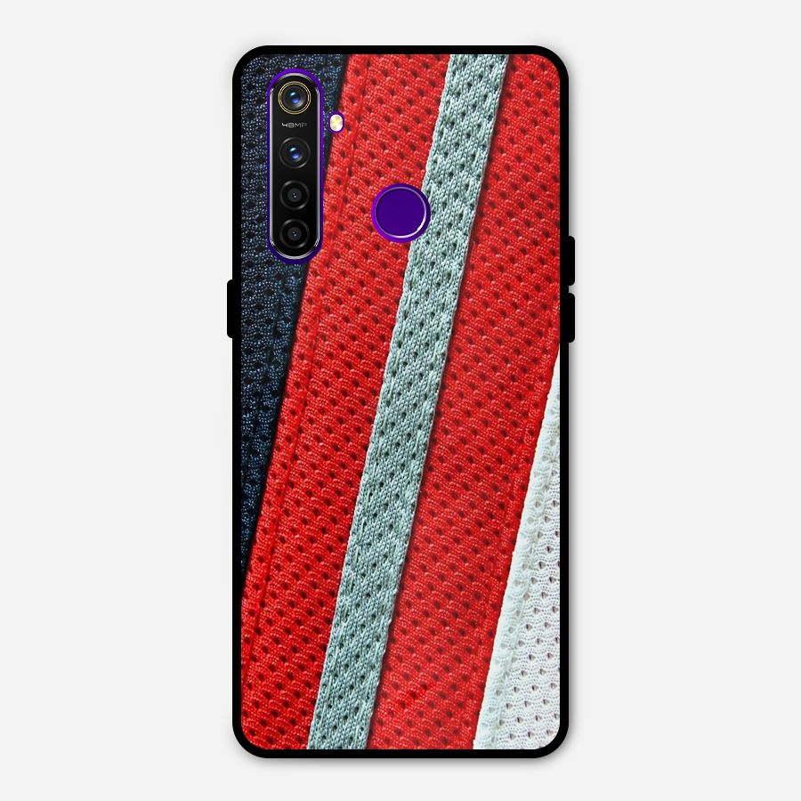 Black Red Grey Stripes Metal Back Case for Realme 5 Pro