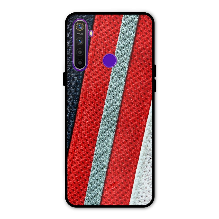 Black Red Grey Stripes Metal Back Case for Realme 5i