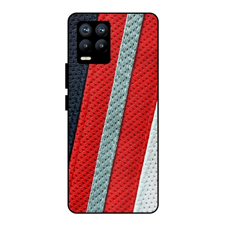 Black Red Grey Stripes Metal Back Case for Realme 8 Pro