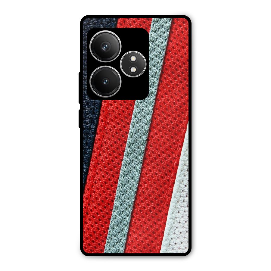 Black Red Grey Stripes Metal Back Case for Realme GT 6T
