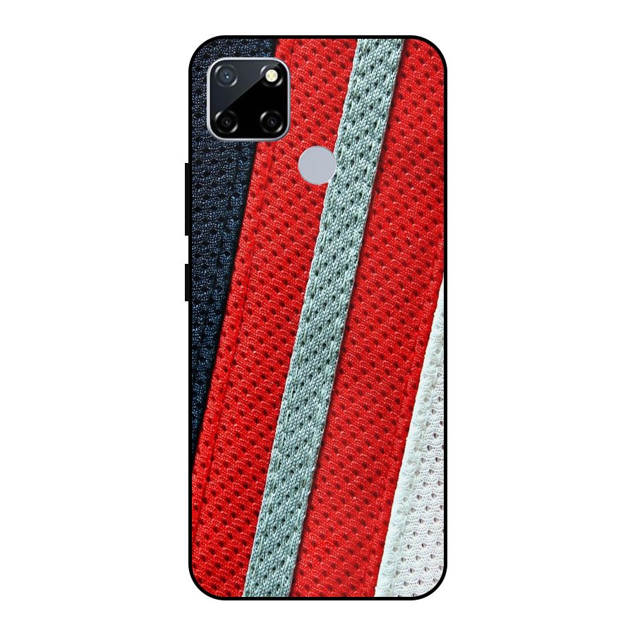 Black Red Grey Stripes Metal Back Case for Realme Narzo 20