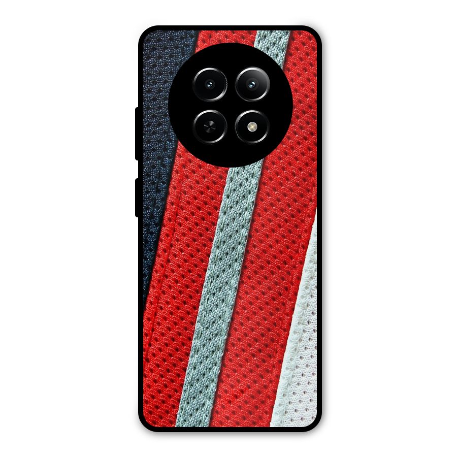Black Red Grey Stripes Metal Back Case for Realme Narzo N65