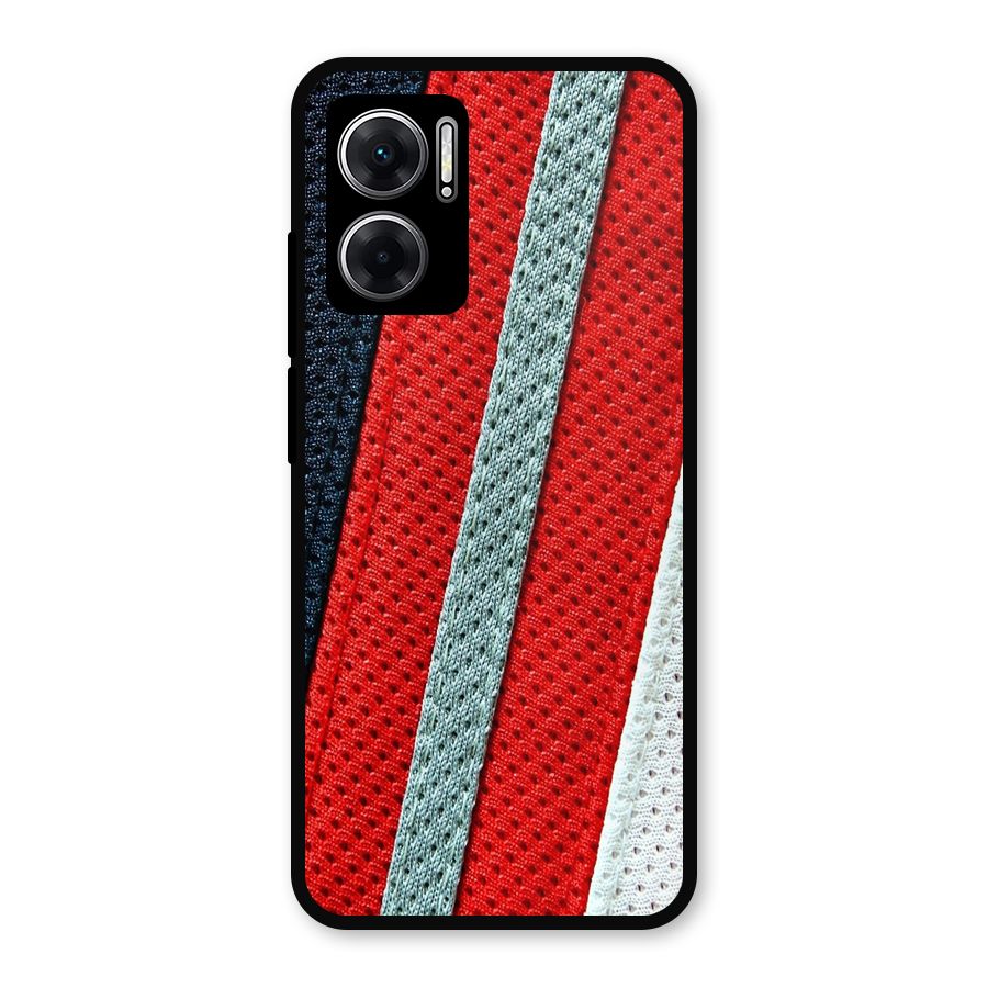 Black Red Grey Stripes Metal Back Case for Redmi 11 Prime 5G