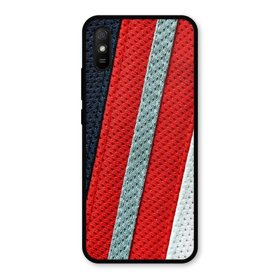 Black Red Grey Stripes Metal Back Case for Redmi 9a