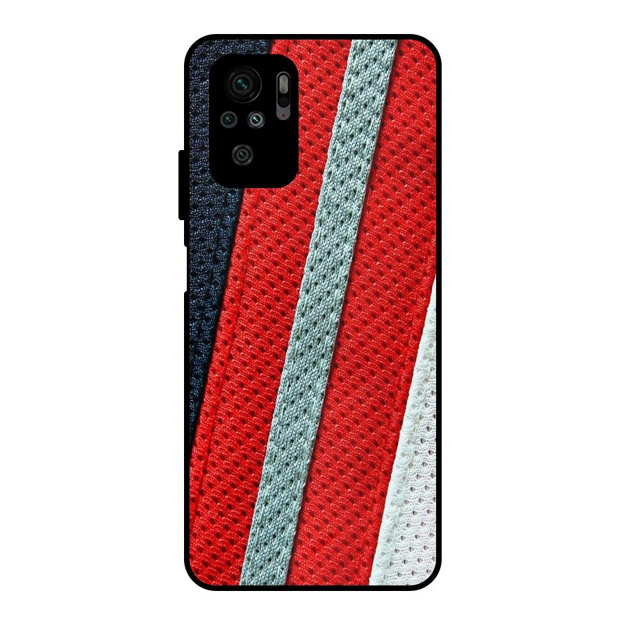 Black Red Grey Stripes Metal Back Case for Redmi Note 10S