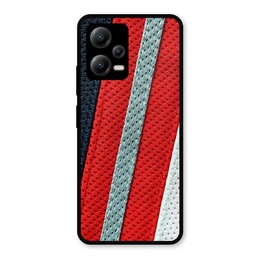 Black Red Grey Stripes Metal Back Case for Redmi Note 12 5G