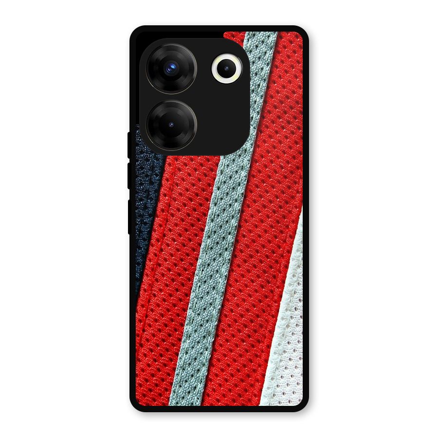 Black Red Grey Stripes Metal Back Case for Tecno Camon 20