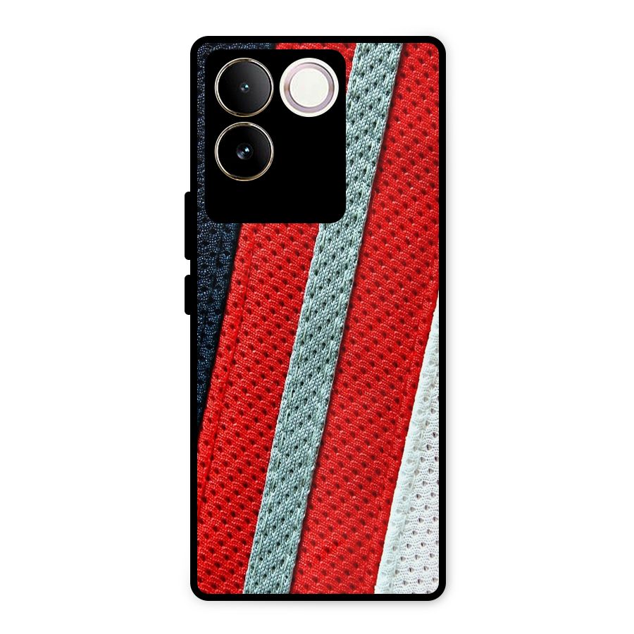 Black Red Grey Stripes Metal Back Case for Vivo T2 Pro