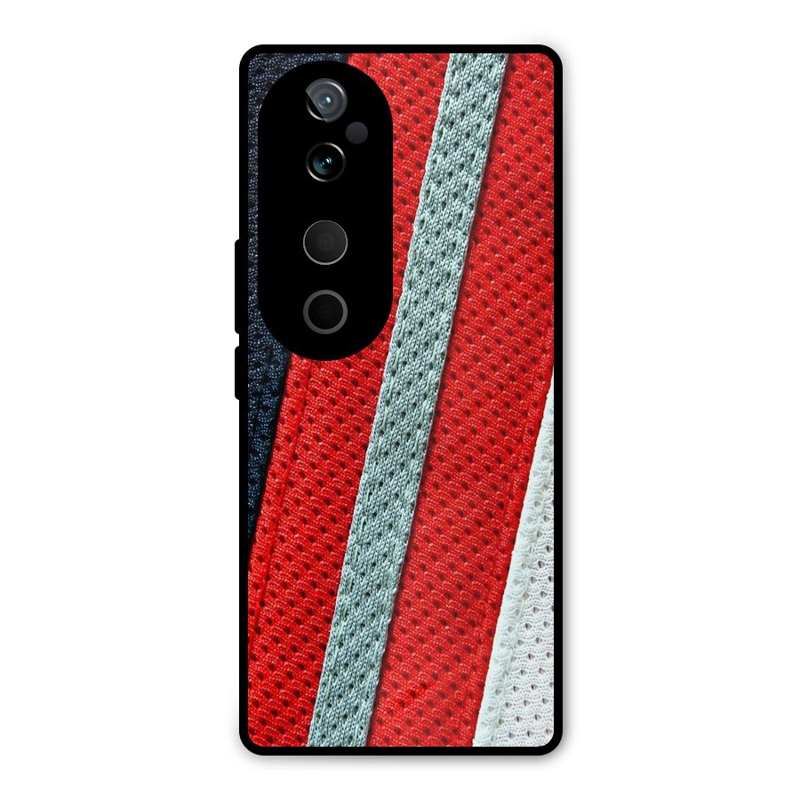 Black Red Grey Stripes Metal Back Case for Vivo T3 Ultra