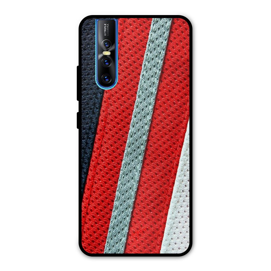 Black Red Grey Stripes Metal Back Case for Vivo V15 Pro