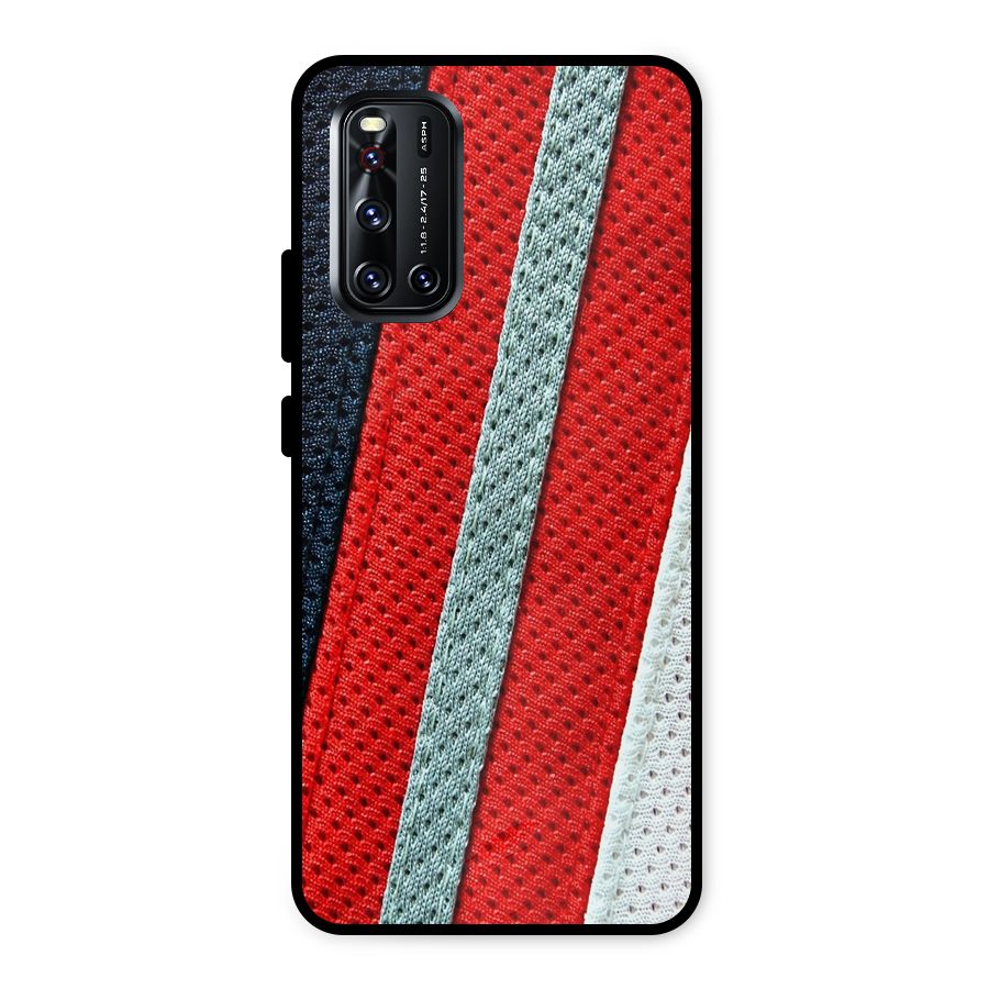 Black Red Grey Stripes Metal Back Case for Vivo V19