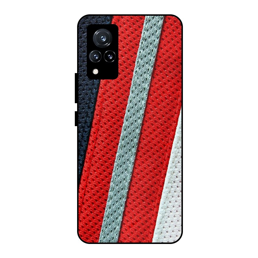 Black Red Grey Stripes Metal Back Case for Vivo V21 5G