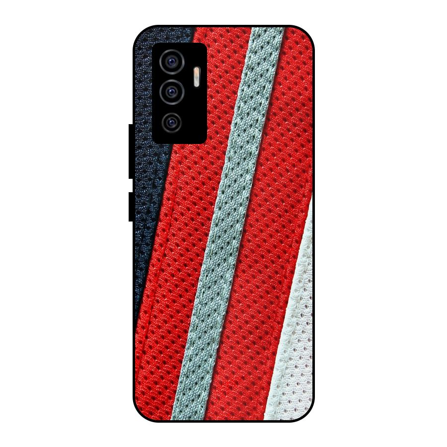 Black Red Grey Stripes Metal Back Case for Vivo V23e