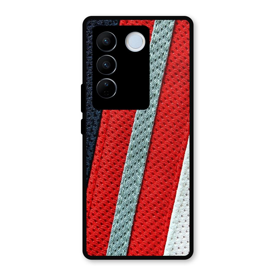 Black Red Grey Stripes Metal Back Case for Vivo V27