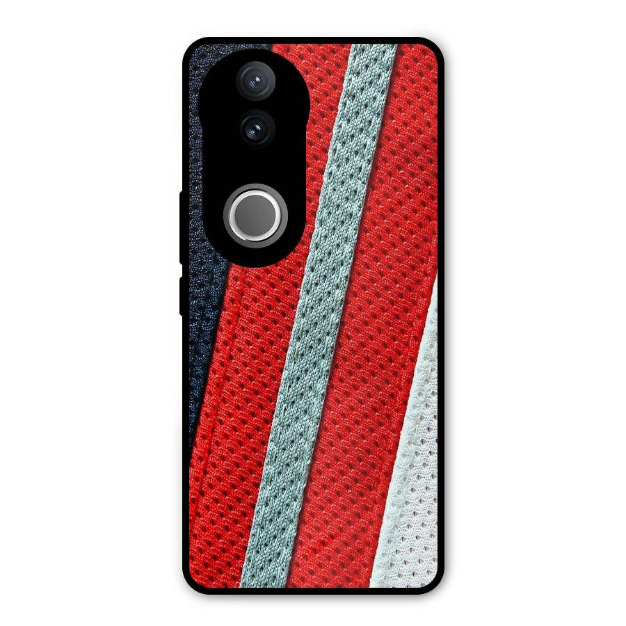 Black Red Grey Stripes Metal Back Case for Vivo V50