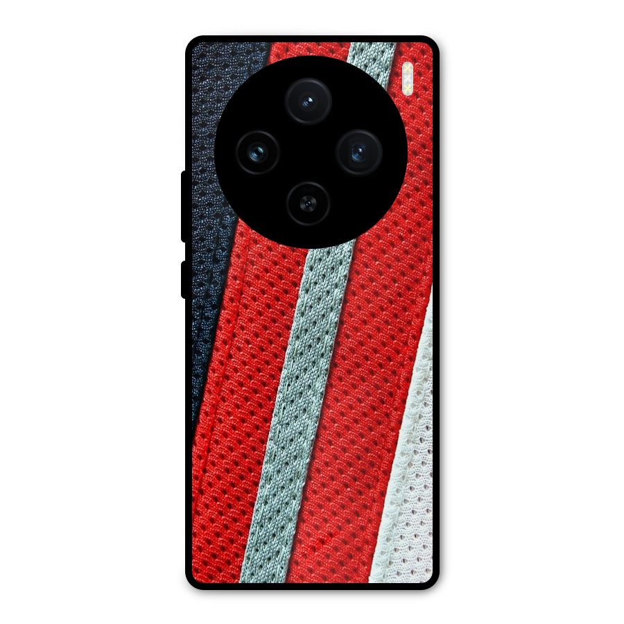 Black Red Grey Stripes Metal Back Case for Vivo X100