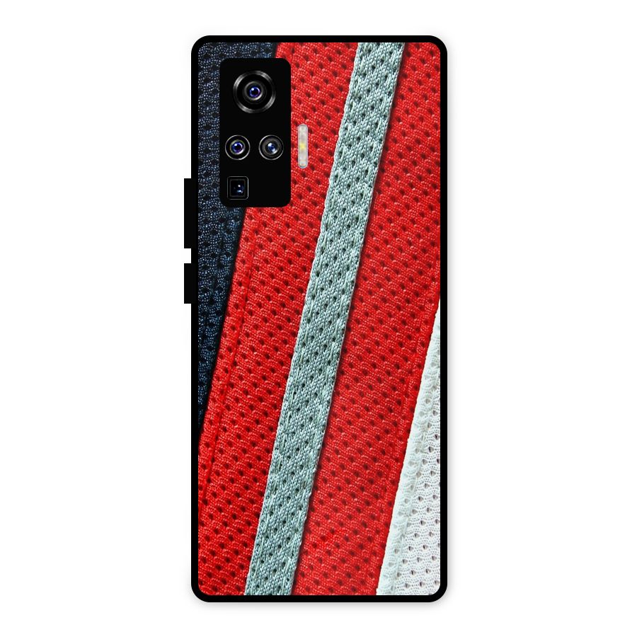 Black Red Grey Stripes Metal Back Case for Vivo X50 Pro