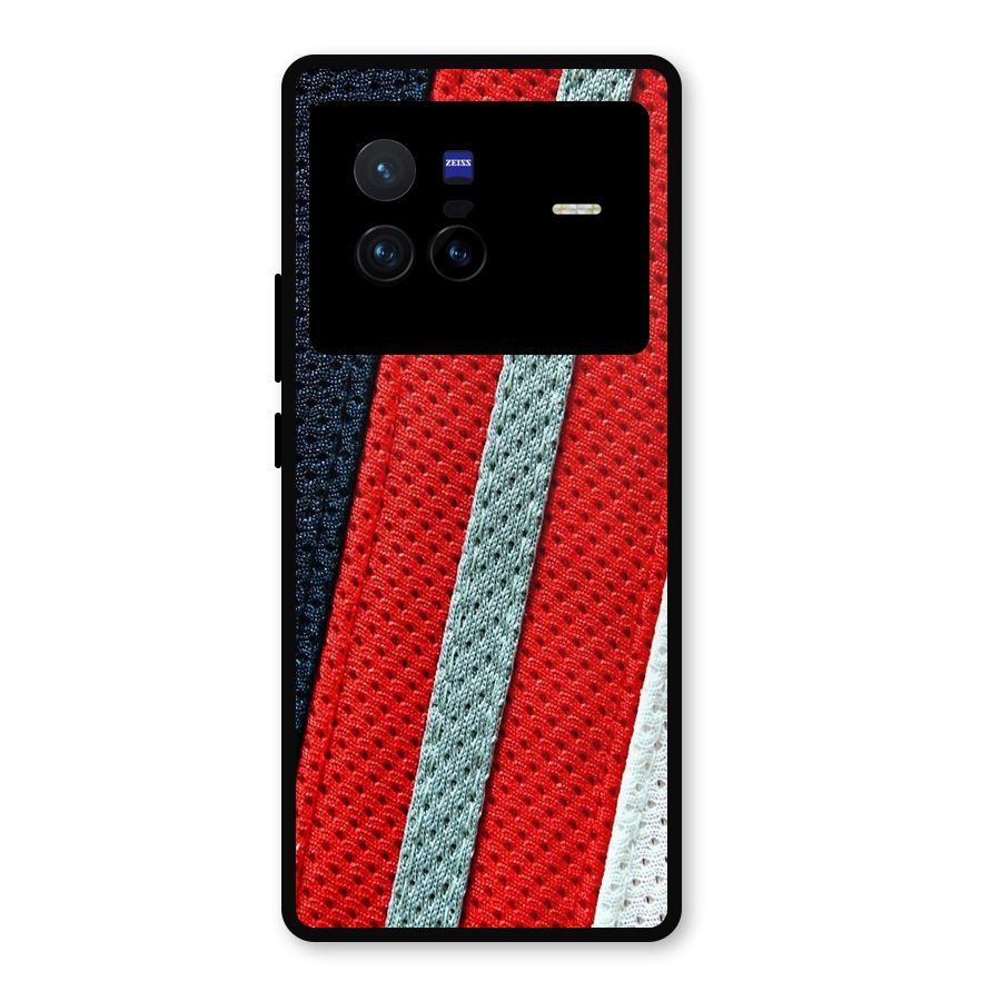 Black Red Grey Stripes Metal Back Case for Vivo X80