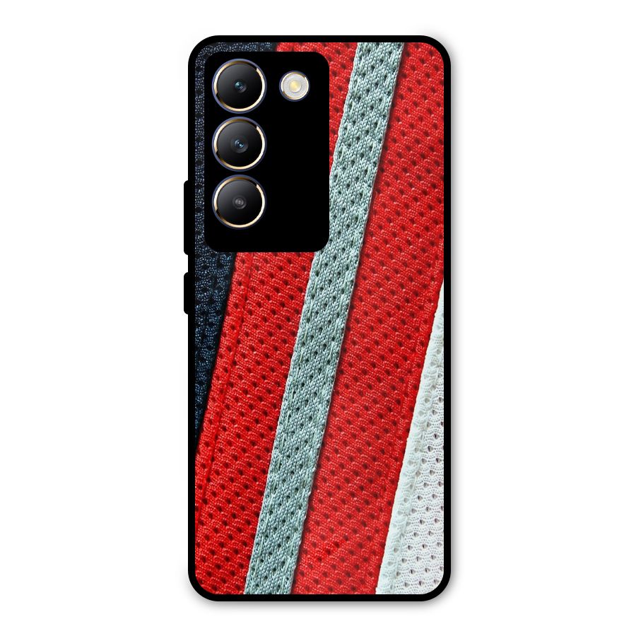 Black Red Grey Stripes Metal Back Case for Vivo Y200e