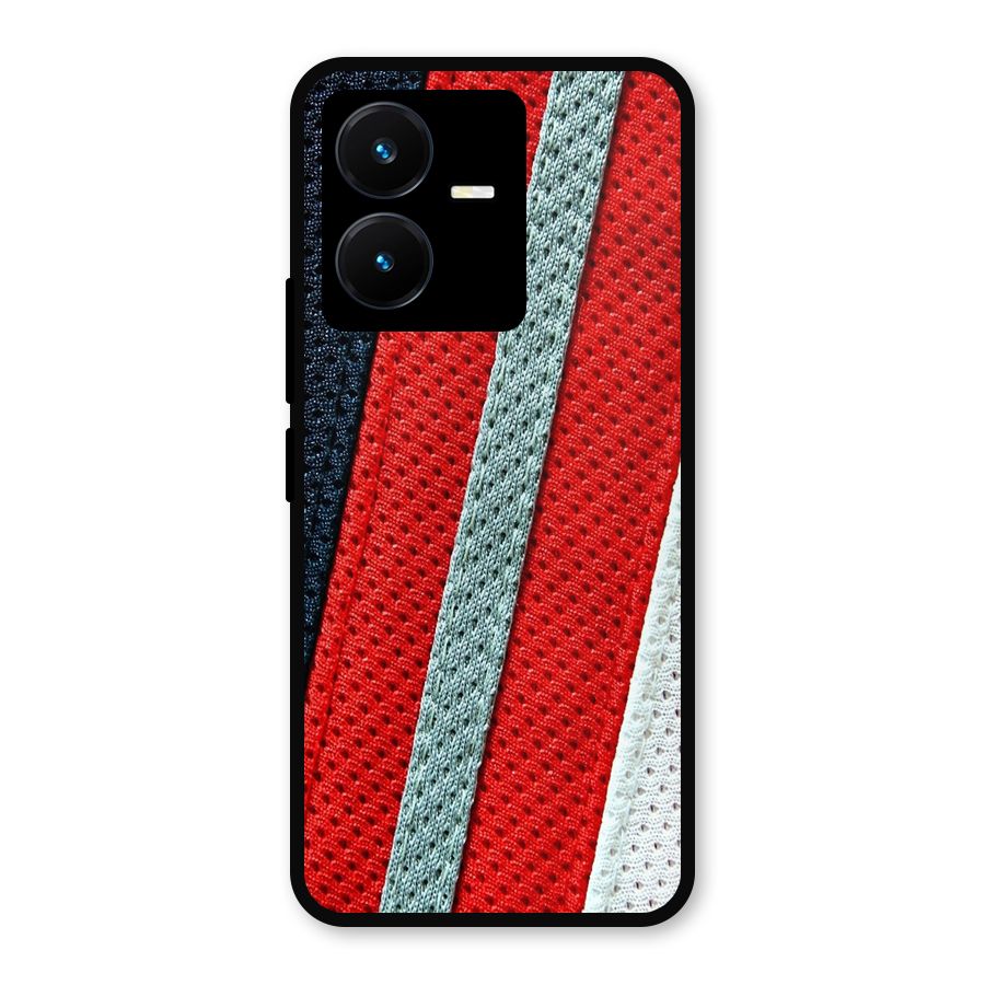 Black Red Grey Stripes Metal Back Case for Vivo Y22