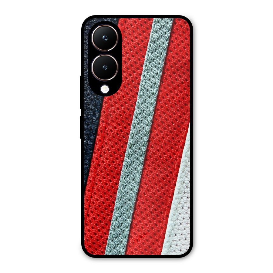Black Red Grey Stripes Metal Back Case for Vivo Y28