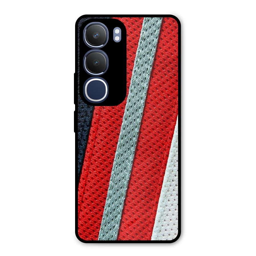 Black Red Grey Stripes Metal Back Case for Vivo Y29