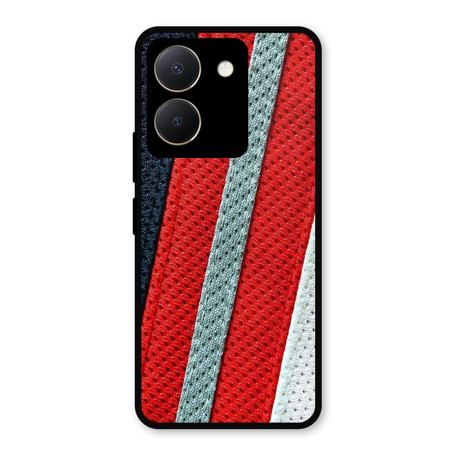 Black Red Grey Stripes Metal Back Case for Vivo Y36