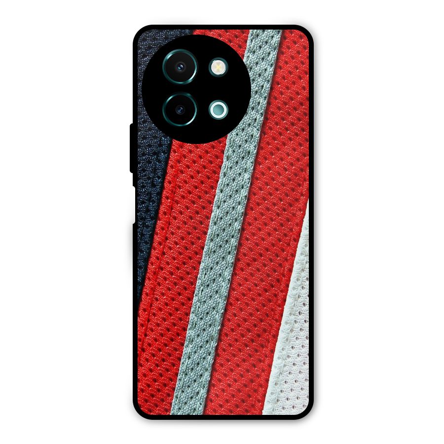 Black Red Grey Stripes Metal Back Case for Vivo Y58