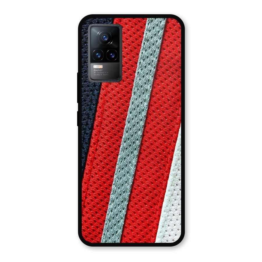 Black Red Grey Stripes Metal Back Case for Vivo Y73