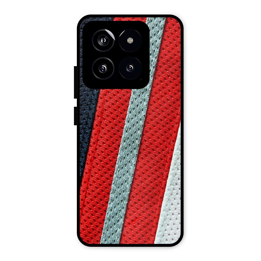 Black Red Grey Stripes Metal Back Case for Xiaomi 14