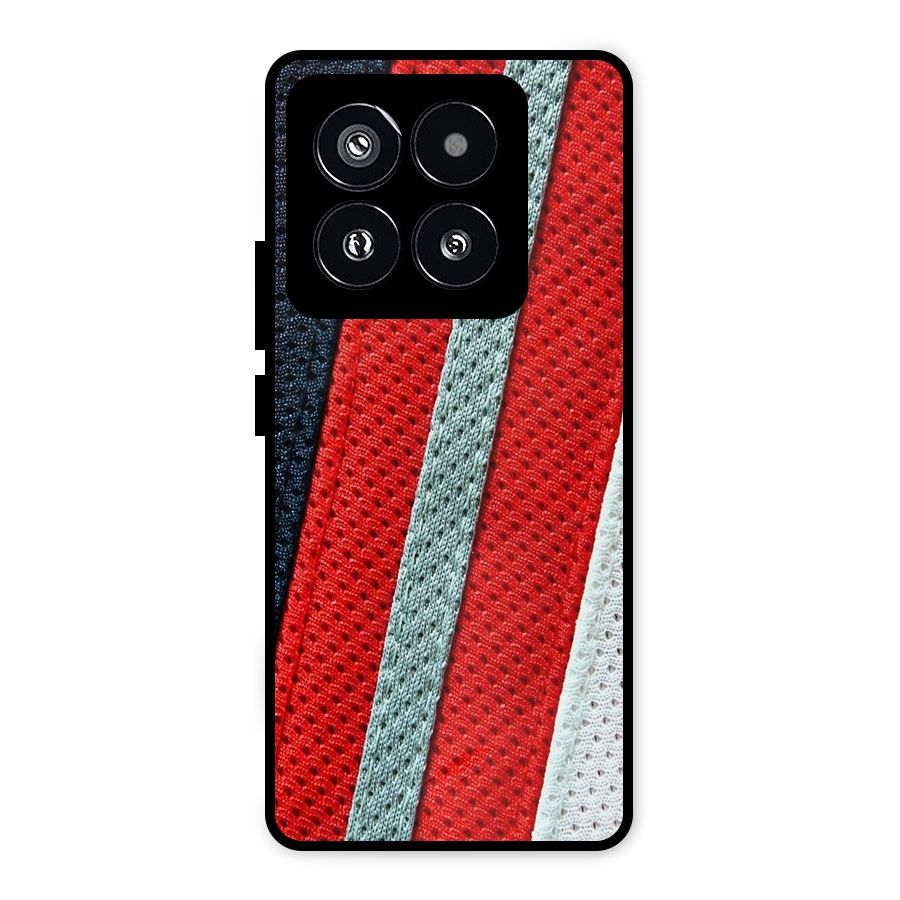 Black Red Grey Stripes Metal Back Case for Xiaomi 14 Pro