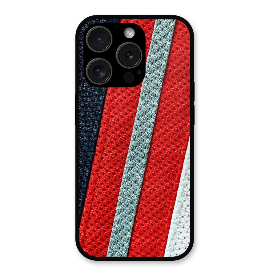 Black Red Grey Stripes Metal Back Case for iPhone 15 Pro