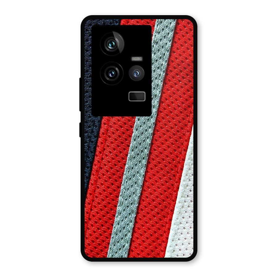 Black Red Grey Stripes Metal Back Case for iQOO 11 5G
