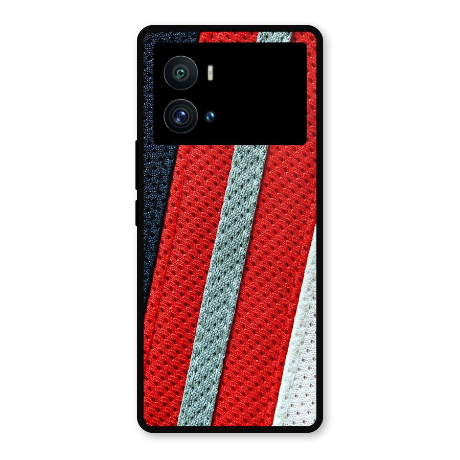 Black Red Grey Stripes Metal Back Case for iQOO 9 Pro