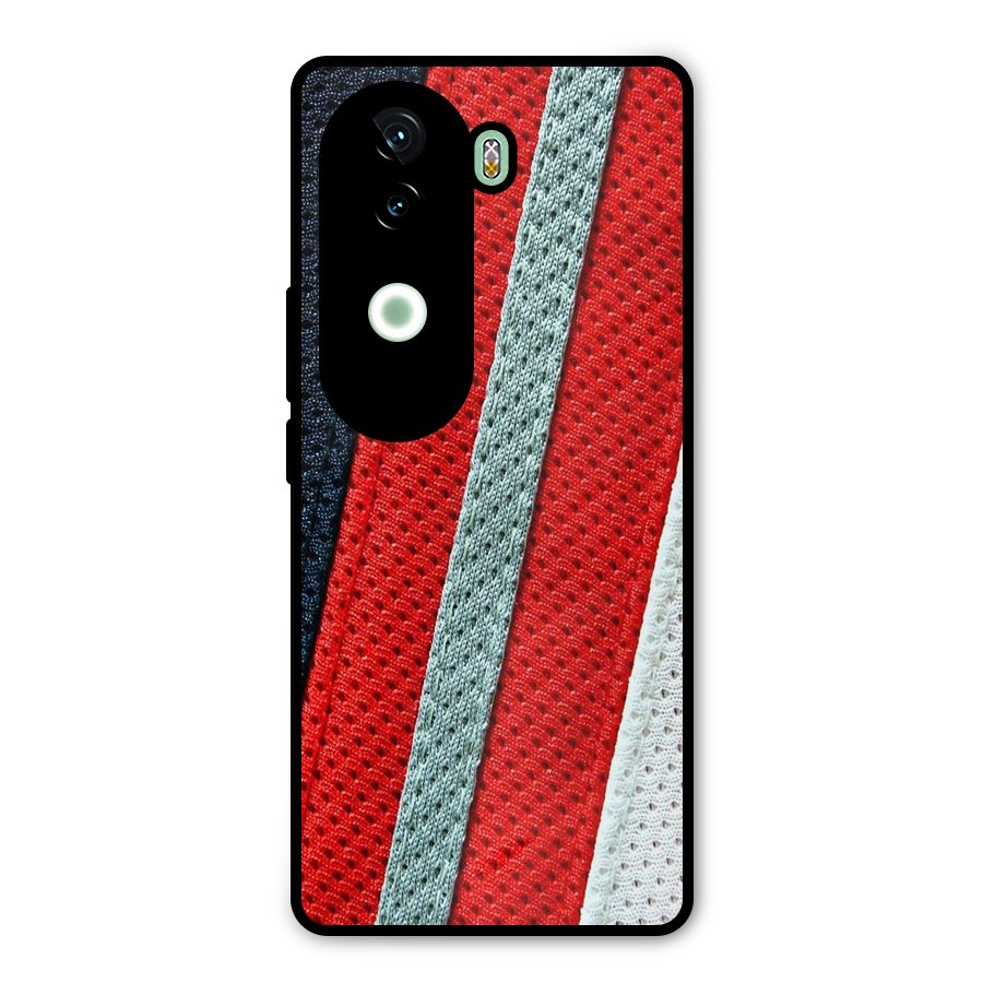 Black Red Grey Stripes Metal Back Case for iQOO Z9s