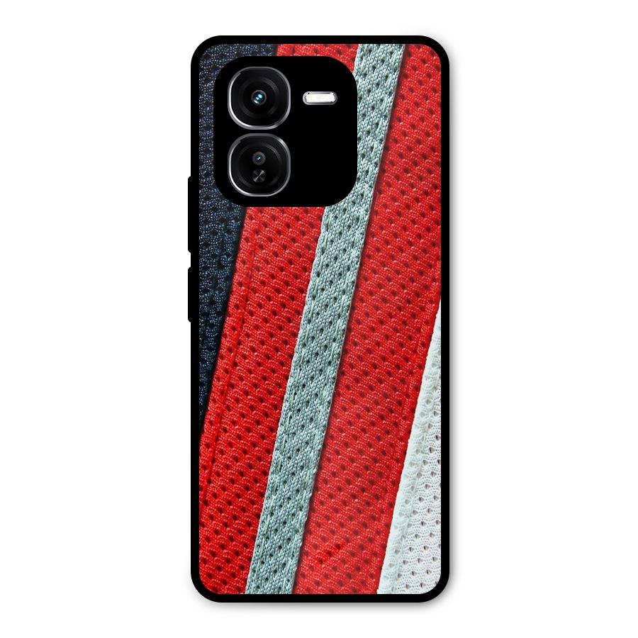 Black Red Grey Stripes Metal Back Case for iQOO Z9x