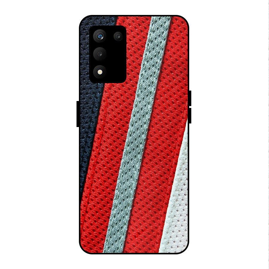 Black Red Grey Stripes Metal Back Case for realme 9 5G SE