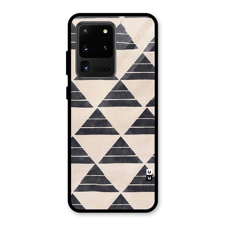Black Slant Triangles Glass Back Case for Galaxy S20 Ultra