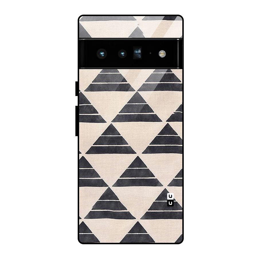 Black Slant Triangles Glass Back Case for Google Pixel 6 Pro